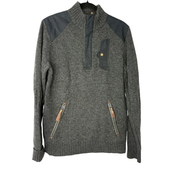 Alps & Meters Patrol Sweater Men’s M Navy Merino Wool Canvas Panel Ski Style - Picture 1 of 8